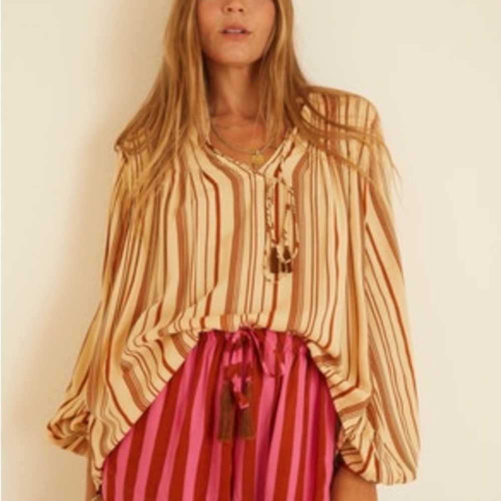 NWT NATALIE MARTIN STRIPED LIZZY BLOUSE SZ S